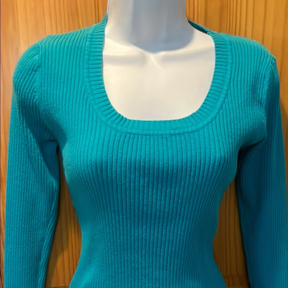 Joyce Leslie Teal Ribbed Sweater - Picture 3 of 6